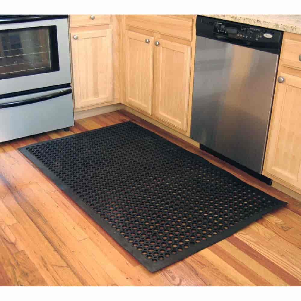 Kitchen floor mats with holes