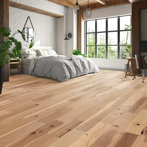 Engineered wood flooring installed in a modern bedroom