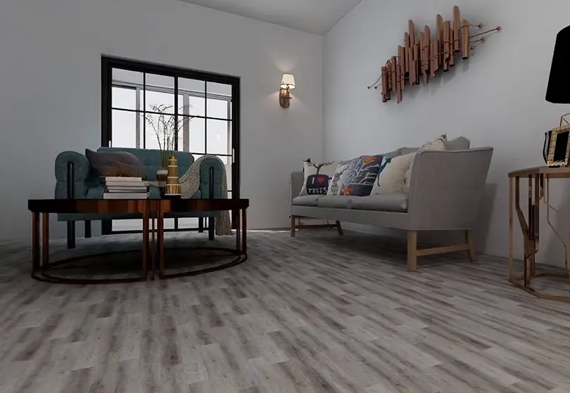 Grey SPC Flooring Install in Livingroom