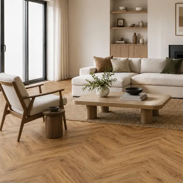 Herringbone Style SPC Flooring Installation in Palm Jumeirah