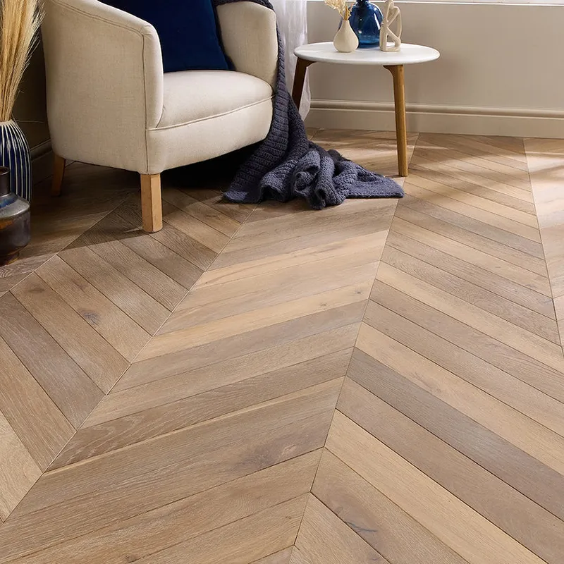 Lusso Palermo Ashen Oak Chevron Wood Flooring