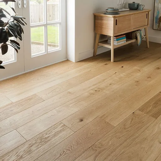 Natural oak engineered wood flooring with light wood tones