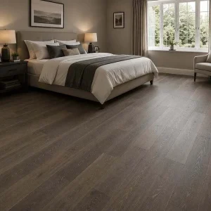 Smoked Grey Brushed Lacquered Oak Flooring