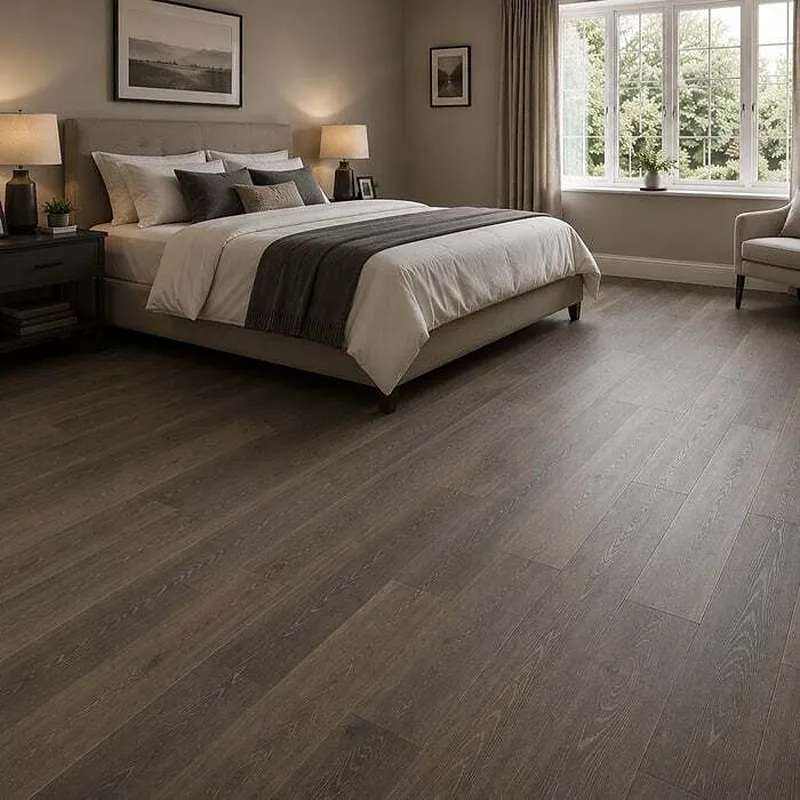 Smoked Grey Brushed Lacquered Oak Flooring