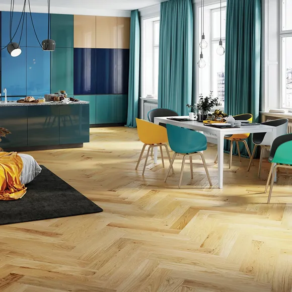 Caramel Floating Herringbone Flooring