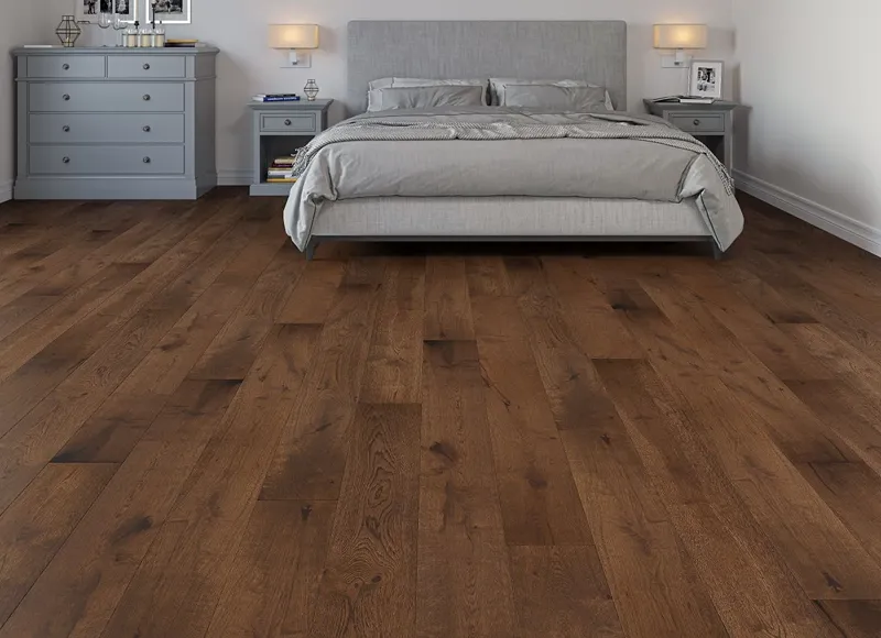 Dark wood flooring installation service in Dubai