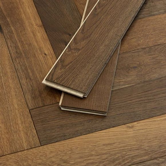 Havana Smoked Oak Herringbone Flooring 90mm 1