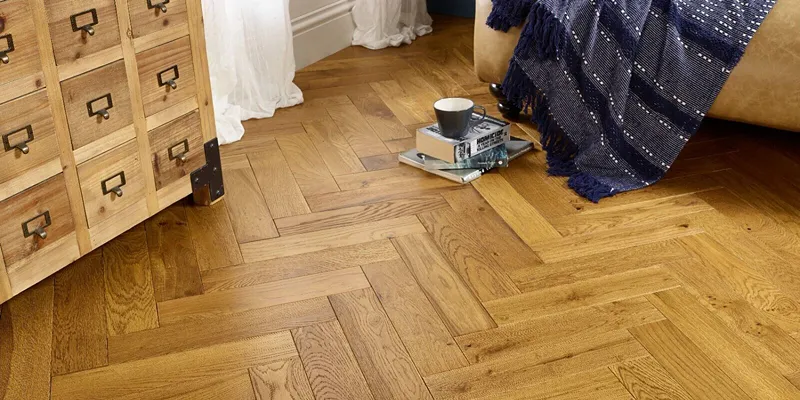Herringbone Style engineeerd wood flooring install in Dubai home
