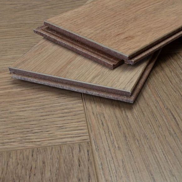 Natural Brushed Oak Herringbone Wood Flooring - Image 2