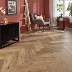 Smoke Grey Oak Herringbone Parquet Flooring