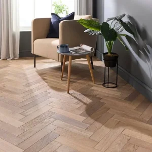 Smoke White Oak Herringbone Parquet Flooring