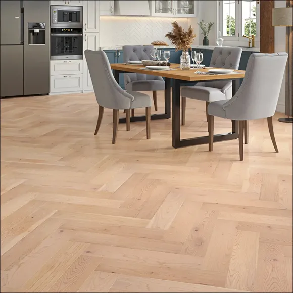 White Tone Oak Parquet Wood Flooring